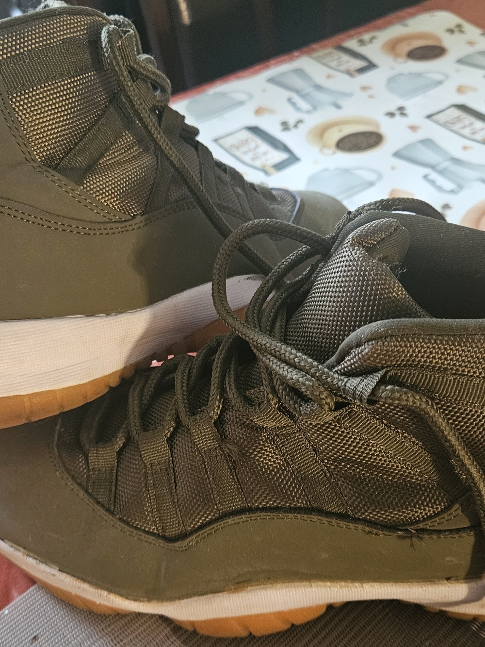 Nike Olive Green High-Top Sneakers with Gum Sole